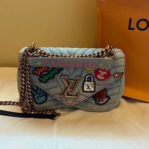 NWOT Limited Edition Louis Vuitton New Wave Denim bag with patches